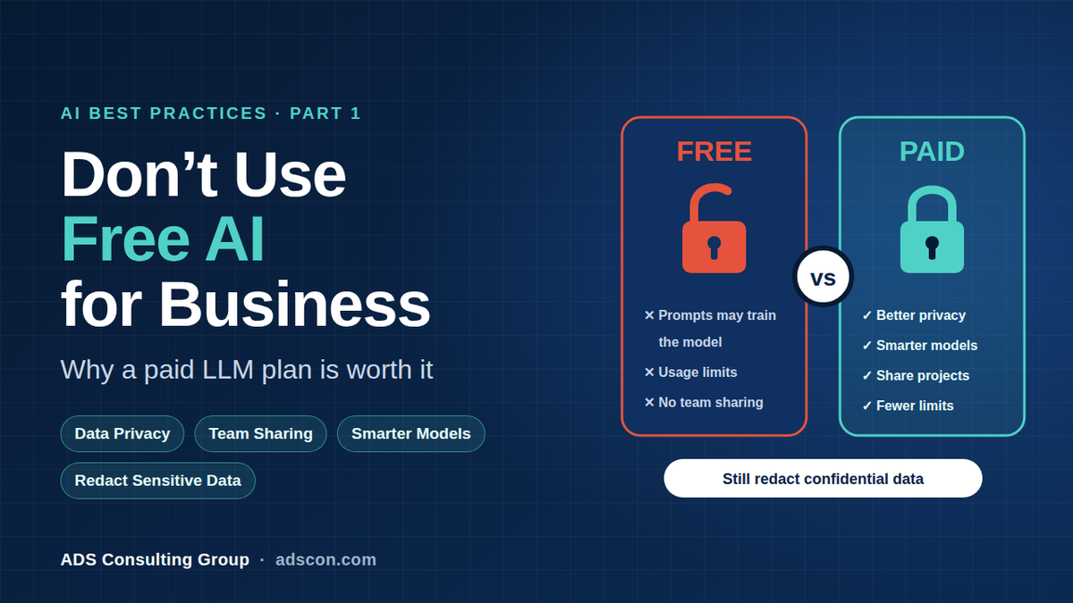 AI Best Practices: Why You Shouldn’t Use the Free Version of an LLM for Business